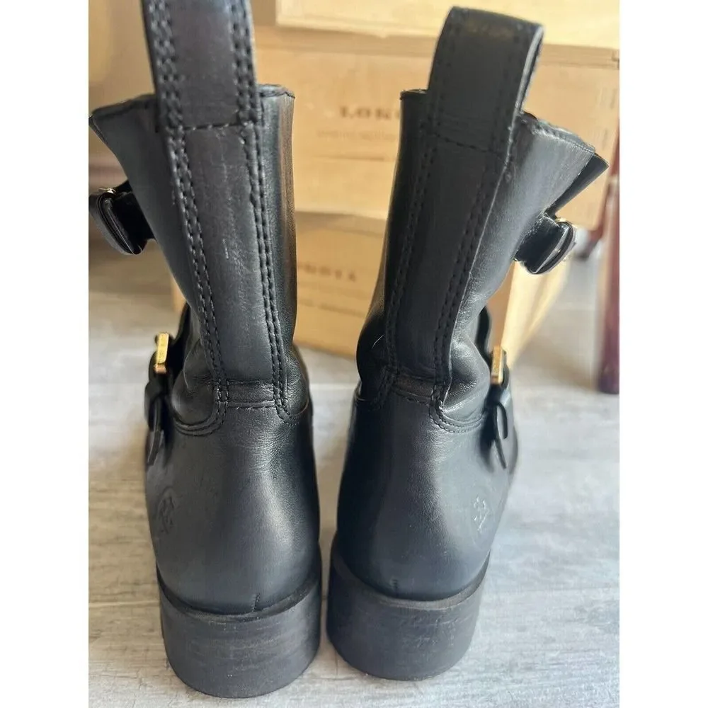 TORY BURCH Christie Leather Moto Ankle Boot Bootie Designer Fall Winter Casual 8